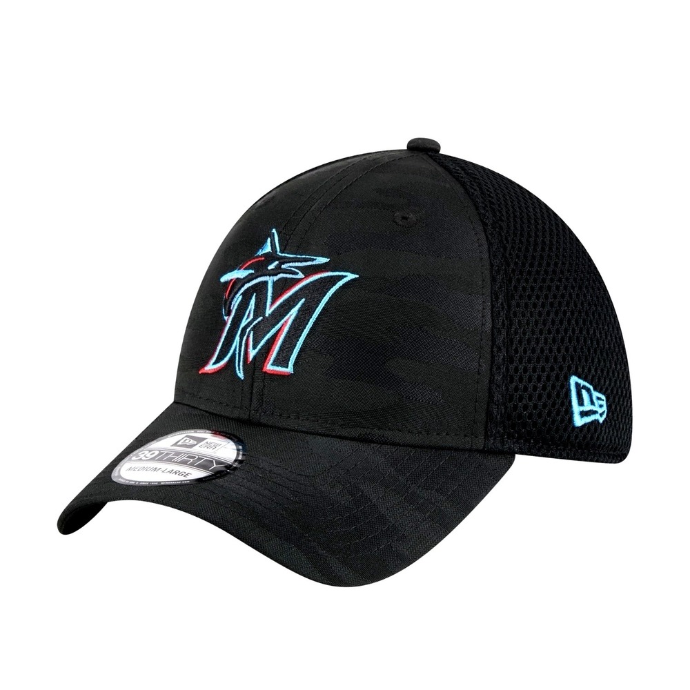New Era Black Miami Marlins Subtle Camo 39THIRTY Flex Hat Cap (Sold out) - Picture 2 of 6